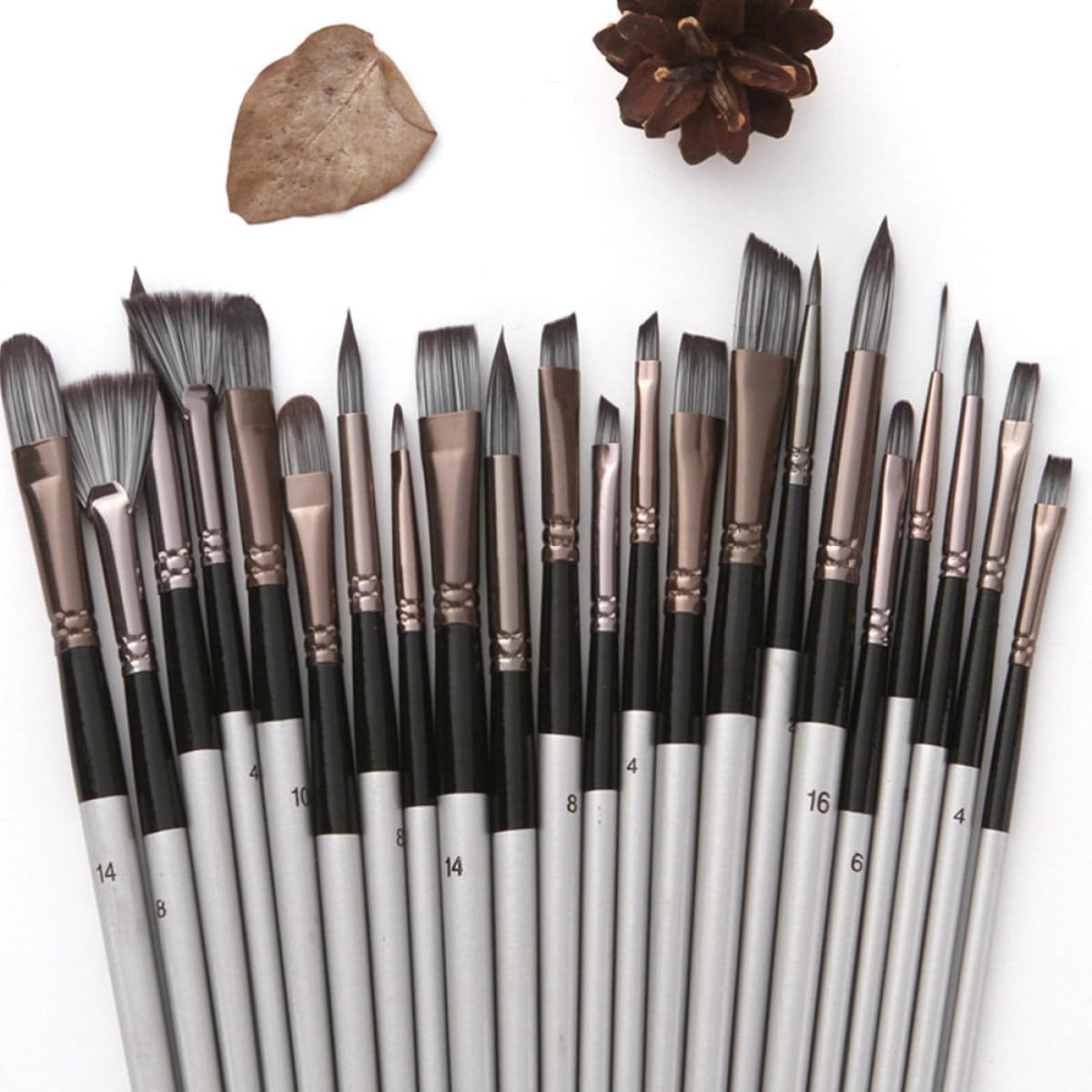 24pezzi Pennelli Pittura Professionali per Dipingere con Setole Morbide e Materiali di Diverse Dimensioni per Disegno e Pittura Inclusa Borsa di Facile Accesso