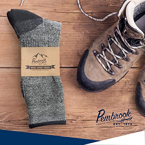 image for Pembrook Wool Sport Socks - L/XL (4-Pack Gray) - Soft, Warm, Thermal M