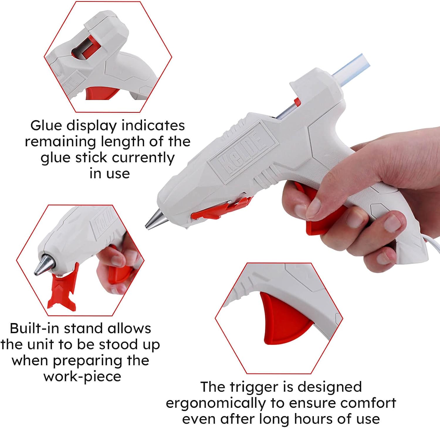 KeLDE Full Size Glue Gun Kit - 40W High Temperature Hot Glue Gun with 10pcs Glue Sticks for DIY & Craft projects, Home decor : Tools & Home Improvement
