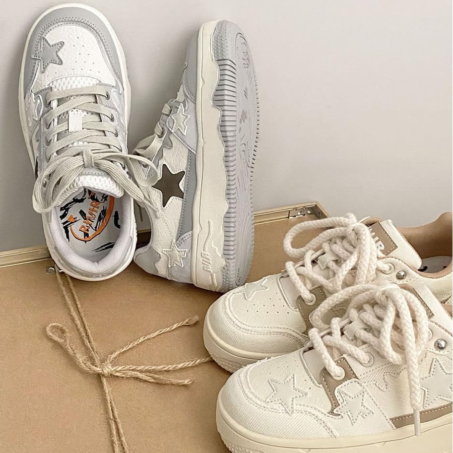 Star Shoes Walking Sneakers for Women - Chunky Platform Y2K Aesthetic Cute Stars Comfort Support US 4-8 - Image 8