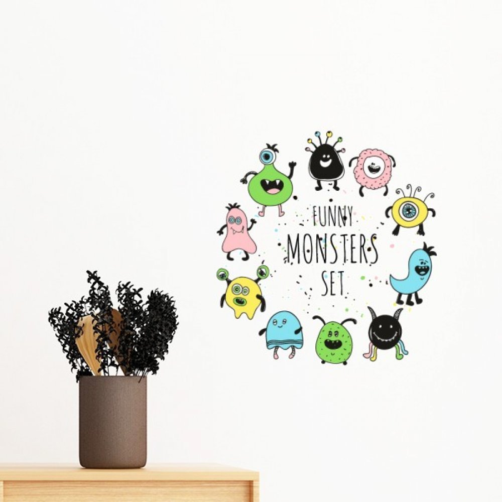 Sticker Univers et Alien Monstre amovible pour décorer sans abîmer les murs en papier peint