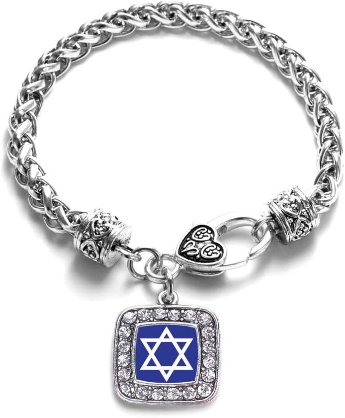 Inspired SilverSilver Square Charm Bracelet with Cubic Zirconia Jewelry