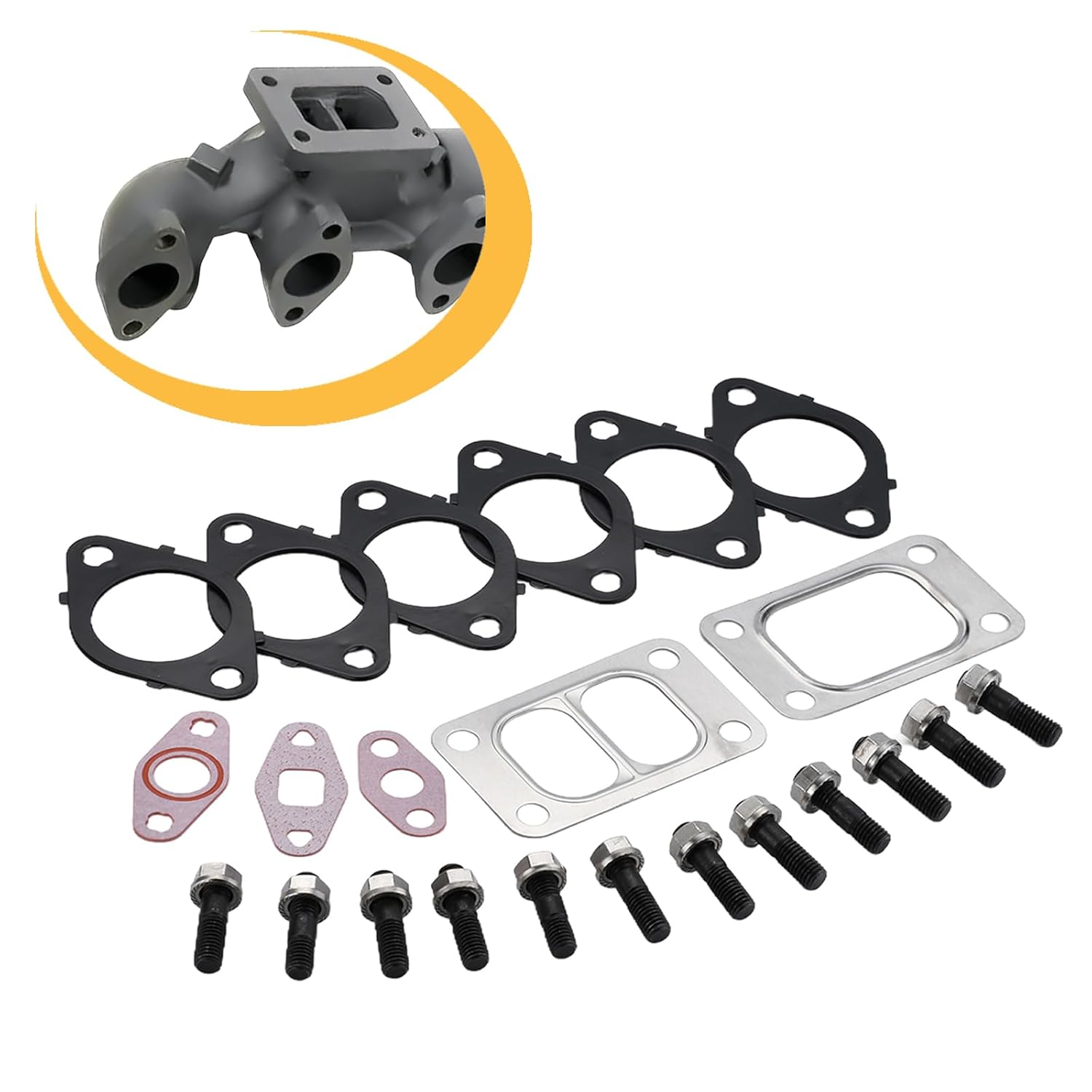 1045986 Exhaust Manifold Gaskets Kit, Compatible with Cummins 24-Valve Engine 5.9L 6.7L, Fit for Dodge 1998-2019, Replaces 1045985 1045987