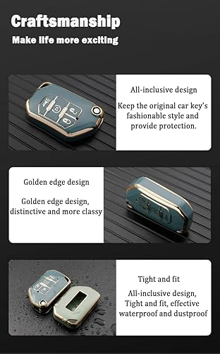 Miniatura 7 de HIBEYO Funda para llavero con llavero para Jeep Wrangler JL JLU Gladiator 4XE 2018-2021, accesorios de TPU suave con 2 botones, Blanco