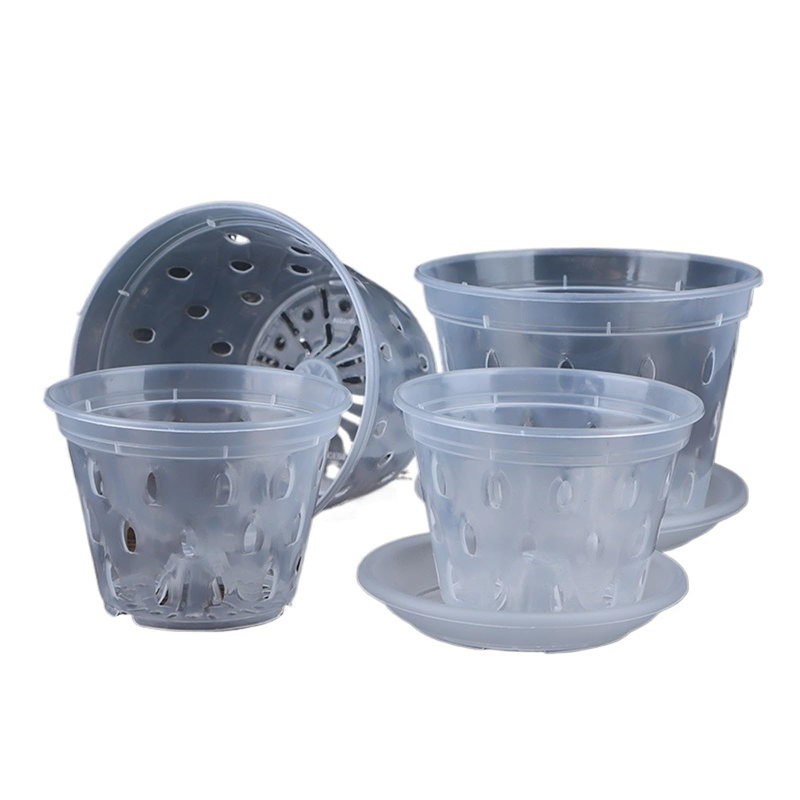 RUWLFE 6 Pc Flowerpot Garden Planter Drainag Pots With Holes Transparent Orchid Baskets Plastic Breathable Flower Accessories for Succulents, Houseplants(B14)