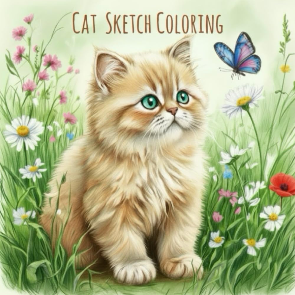 CAT SKETCH COLORING: 色鉛筆で彩る癒しの時間