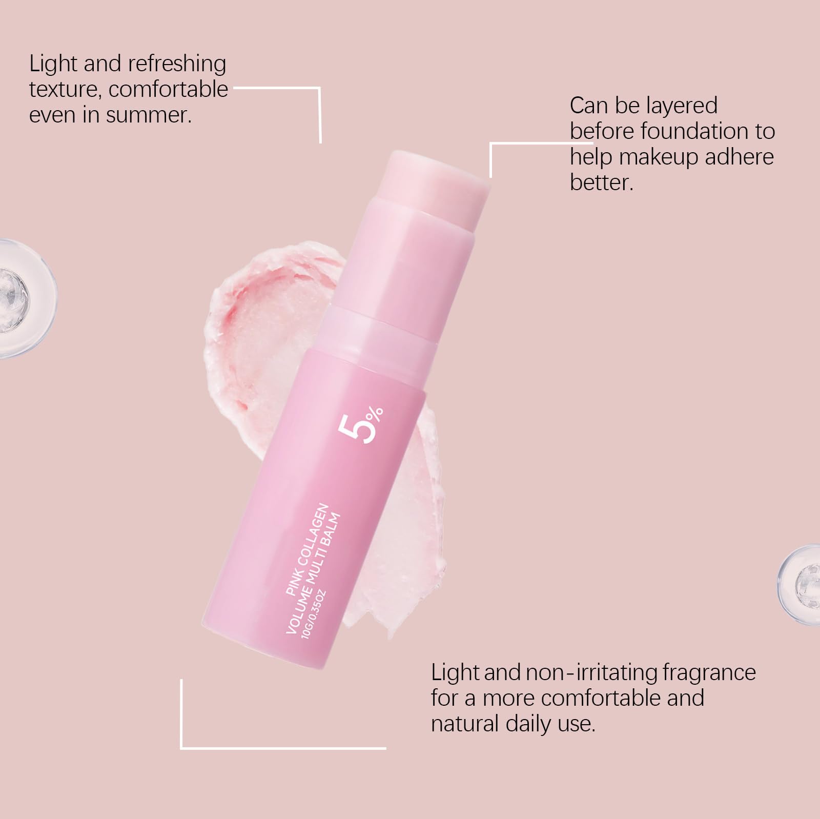 Pink Collagen Volume Multi Balm, rewitalizujący i ujędrniający balsam pod oczy, nawilżający krem przeciw starzeniu się, All-in-One, nawilżający balsam do ust i pielęgnacja twarzy (1 szt.)