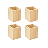 Cregugua 6 Pack Wood Pen hlolder Unfinished Wooden Pencil Holder for Homemade DIY Crafts (3