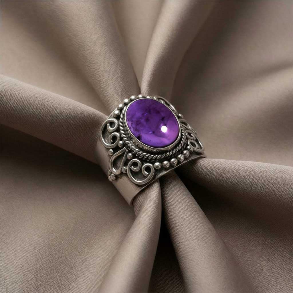 Amethyst, Labradorite, Rose Quartz, Tiger Eye Oval Handmade Ring 925 Sterling Silver Plated Boho Natural Gemstone Jewelry For Women