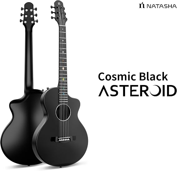 Natasha Carbon Fiber Acoustic Guitar, 38-inch Steel-string Guitarra Travel Guitar,Durable 6-string Ultra-thin Guitar for Beginners Intermediate Learners & Adults (Cosmic Black)