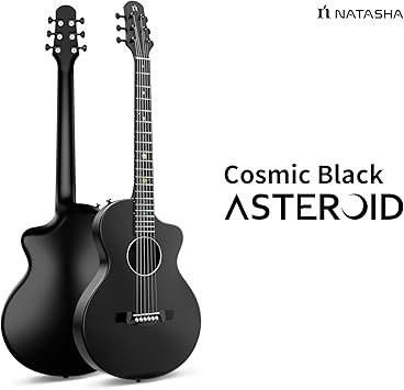 Natasha Carbon Fiber Acoustic Guitar, 38-inch Steel-string Guitarra Travel Guitar,Durable 6-string Ultra-thin Guitar for Beginners Intermediate Learners & Adults (Cosmic Black)