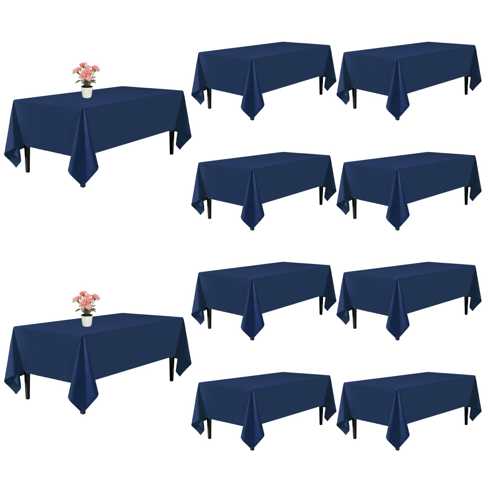 Photo 1 of 10 Pack Navy Blue Tablecloth 60 x 102 Inch for 6 Foot Rectangle Tables