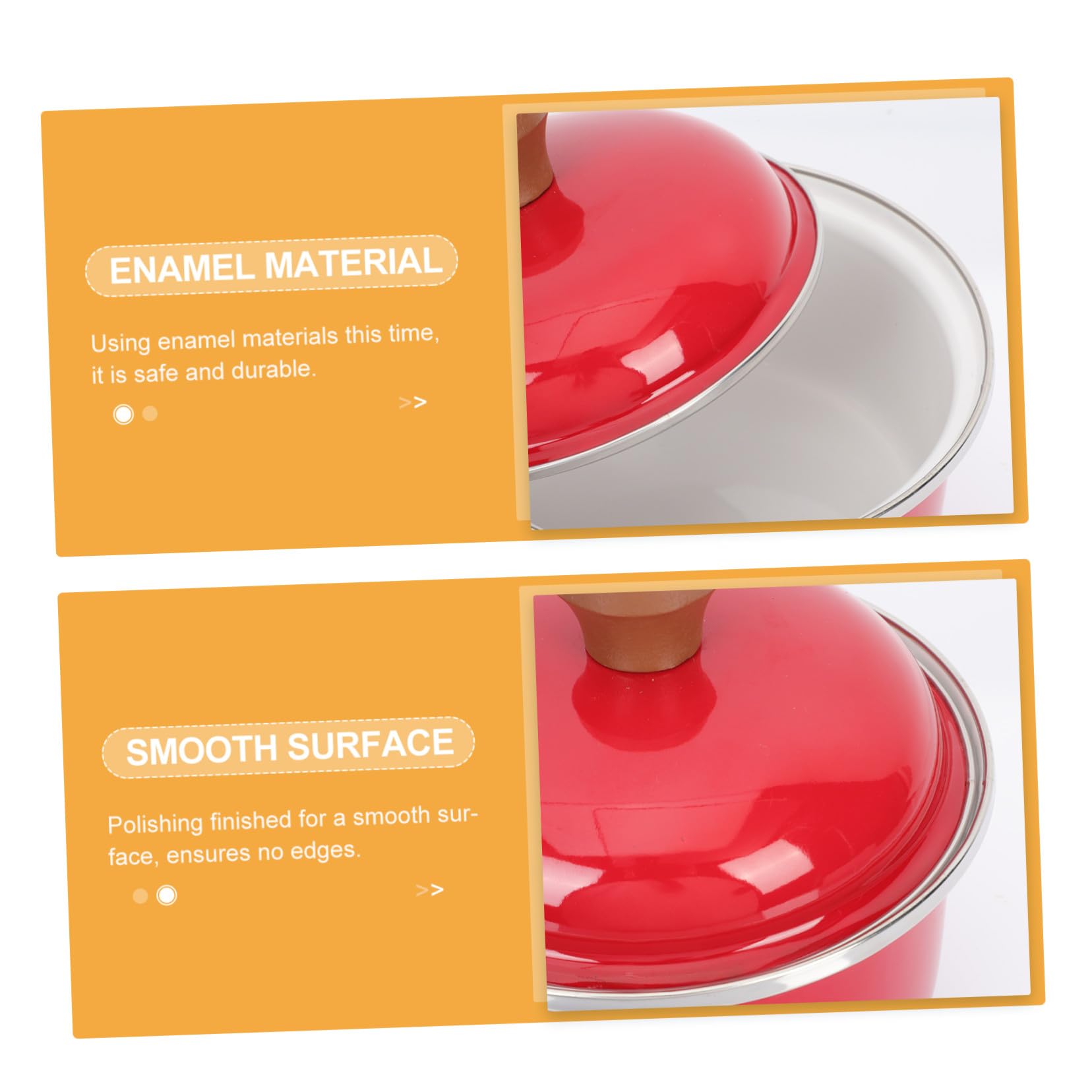 iplusmile Olla De Leche Esmaltada Roja 16 Cm Asa, Material Grueso Antiadherente, Compatible Inducción y Gas, Para Cocinar Leche y Alimentos Infantiles, Utensilio De Cocina Práctico