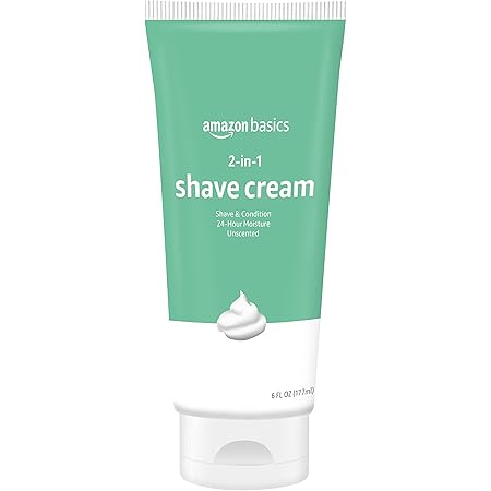 Amazon Basics 2-In-1 Shave Cream, Fragrance Free, 6 Fl. Oz., 2 Pack (Previously Solimo)