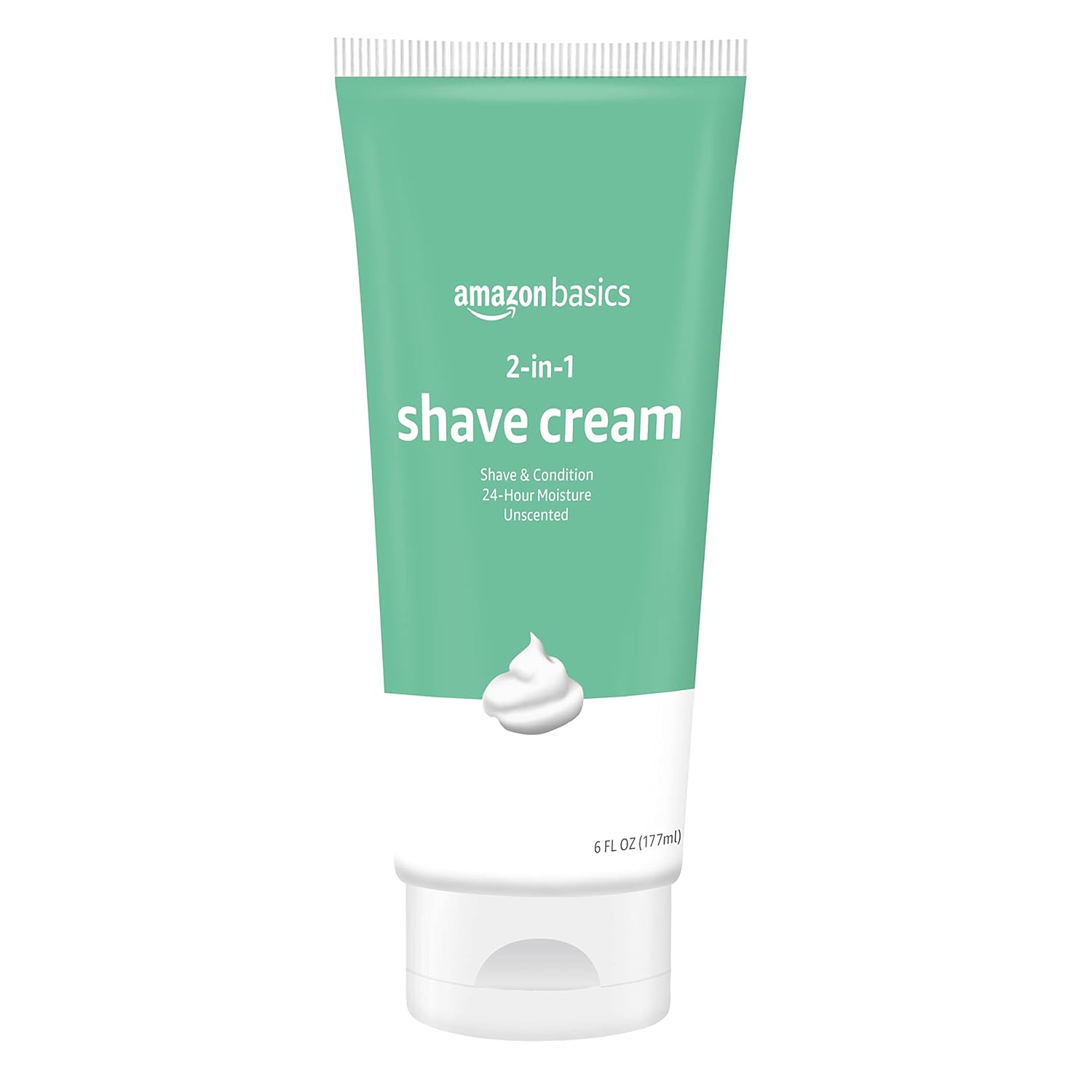 Amazon Basics 2-In-1 Moisturizing Shave Cream Non-Foaming Fragrance Free 6 Fl Oz 2 Pack