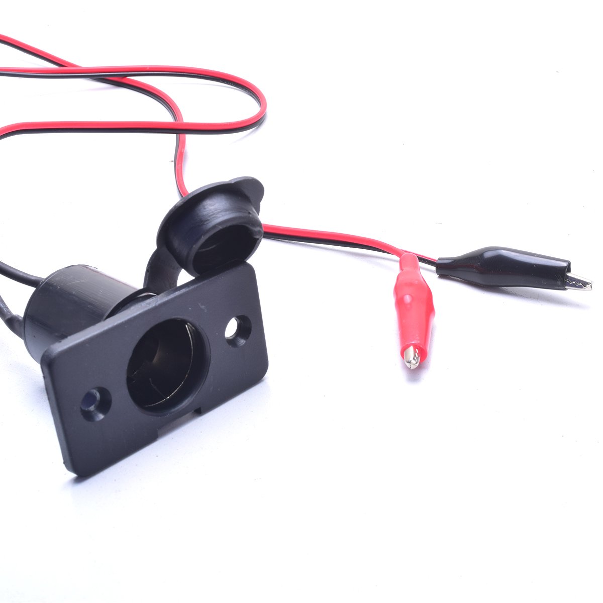 EKYLIN Car Auto Motorcycle Cigarette Lighter Charger Female Socket w/ Alligator Clips Battery Clip-on 3.2FT Extension Cable Cigar Port Plug Connector 12V 5A 60W