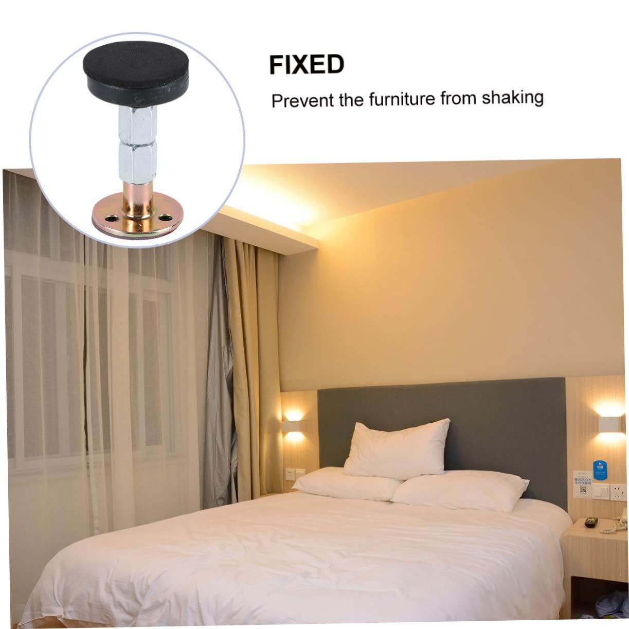PERSELOSO 4Pcs Adjustable Metal Bedside Fixator Sloshing Actuator Sturdy Slip Tool for Bedroom Kitchen and Furniture Stability Adjustable