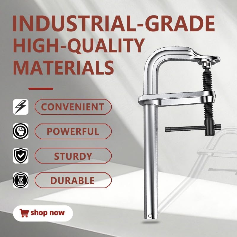 120/160/200mm 3-Gauge Optional|2-Piece Industrial Grade Forged Steel F Clamps|Rail 13.5x6.5mm Quick Clamps|Carpenter Welded Cutting Strong Hold (200 * 60(13.5 * 6.5)2 pcs)