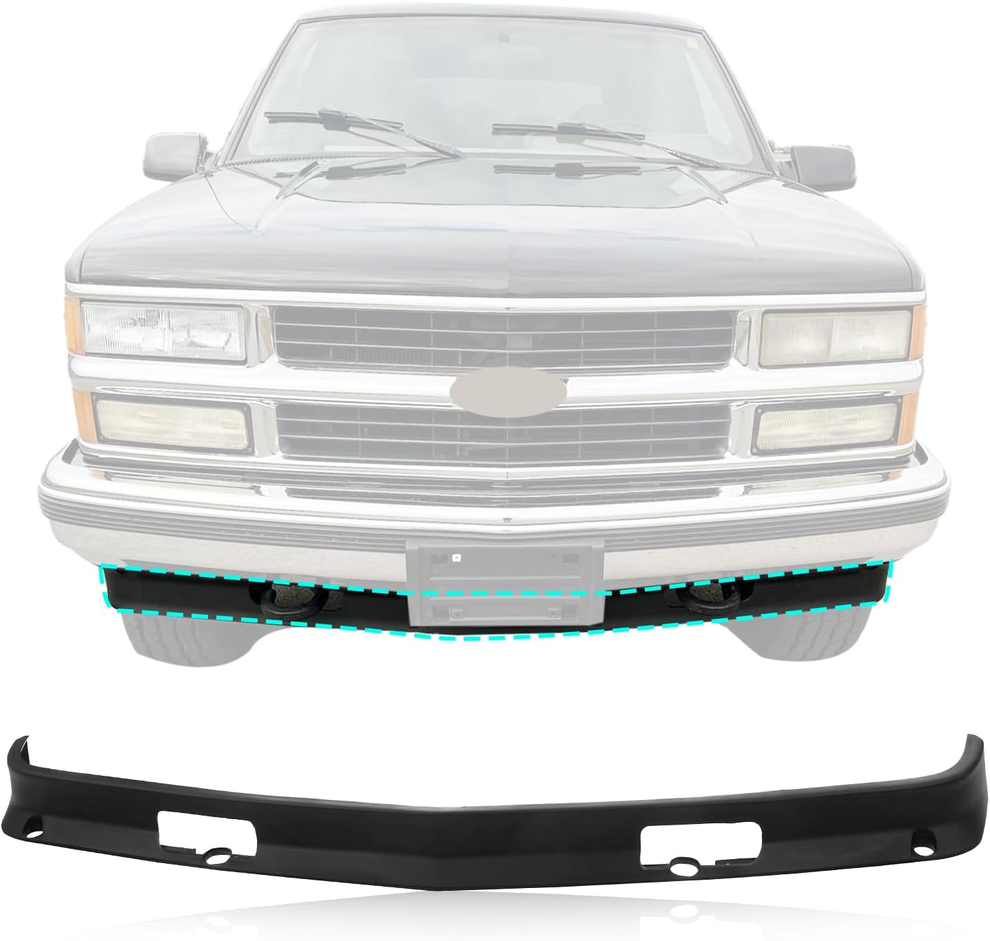 Front Bumper Lower Valance Air Dam w/Hook Holes Compatible With 1988-2000 Chevrolet C/K 1500 2500 3500 Suburban /1992-1999 GMC C1500