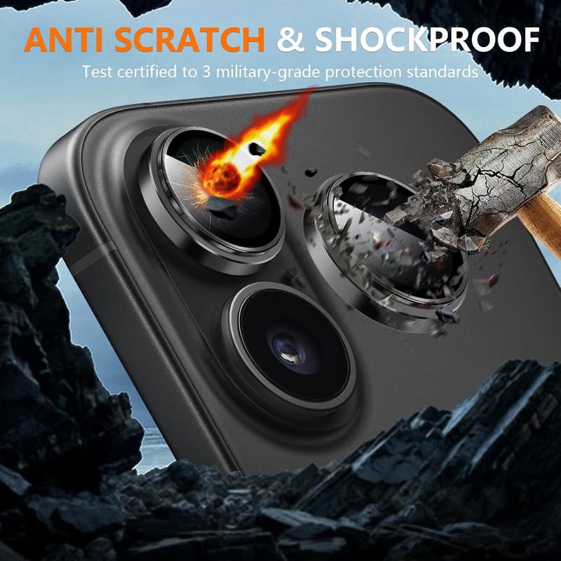 Image of Skinomi Camera Lens Protector Compatible with iPhone 17 /16 / 16 plus [Anti-Scratch] Premium Tempered Glass Film Aluminum Alloy Lens Ring Cover -Desert Titanium