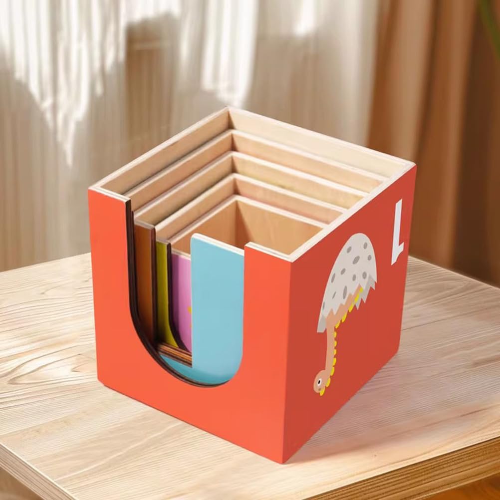 Montessori Drewniane pudełko z motywem dinozaura, zestaw puzzli dla dzieci