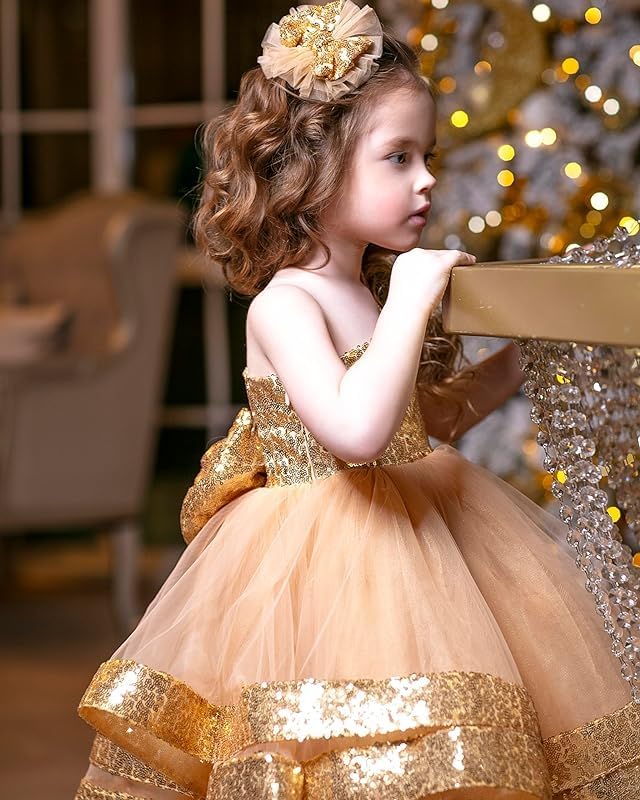 Baby-Tüllkleid, Partykleid, Schulterfreies Kleid für den ersten Geburtstag eines Mädchens