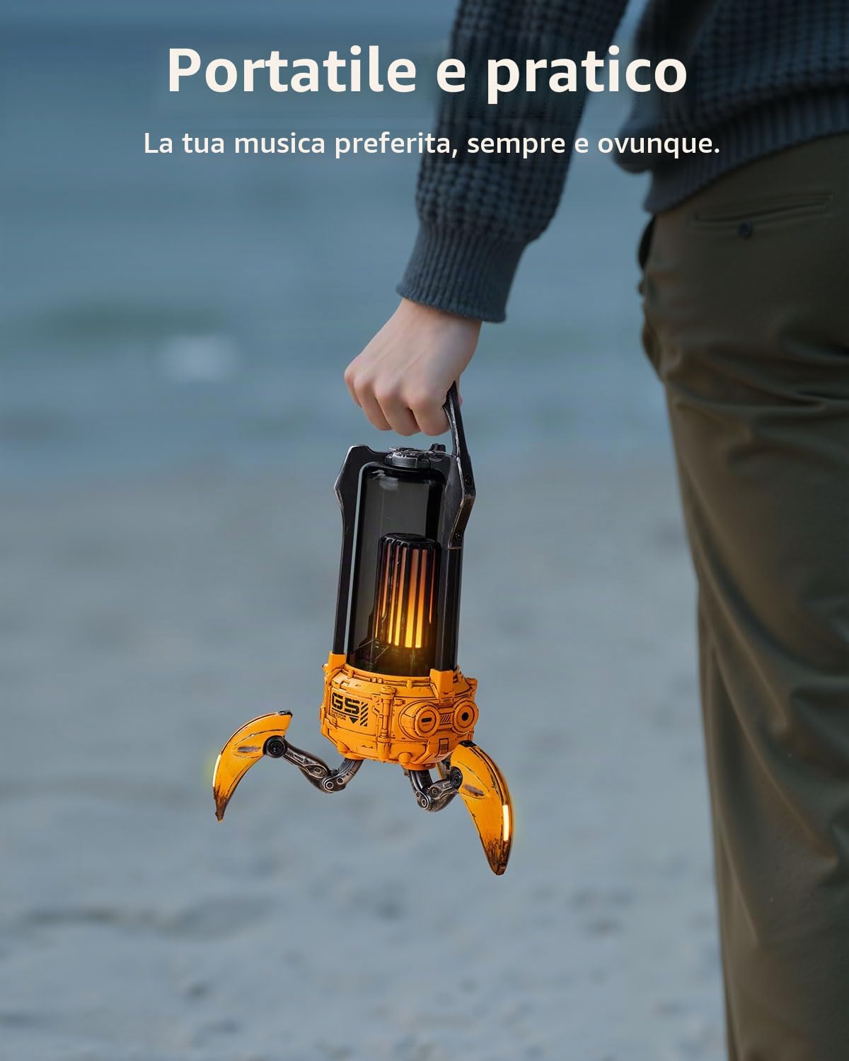 GravaStar Supernova - Altoparlante Bluetooth 5.3, 25 W, suono potente, diversi effetti di luce immersivi, compatibile con AUX, 9 ore di riproduzione, altoparlante da campeggio all'aperto, 20 m