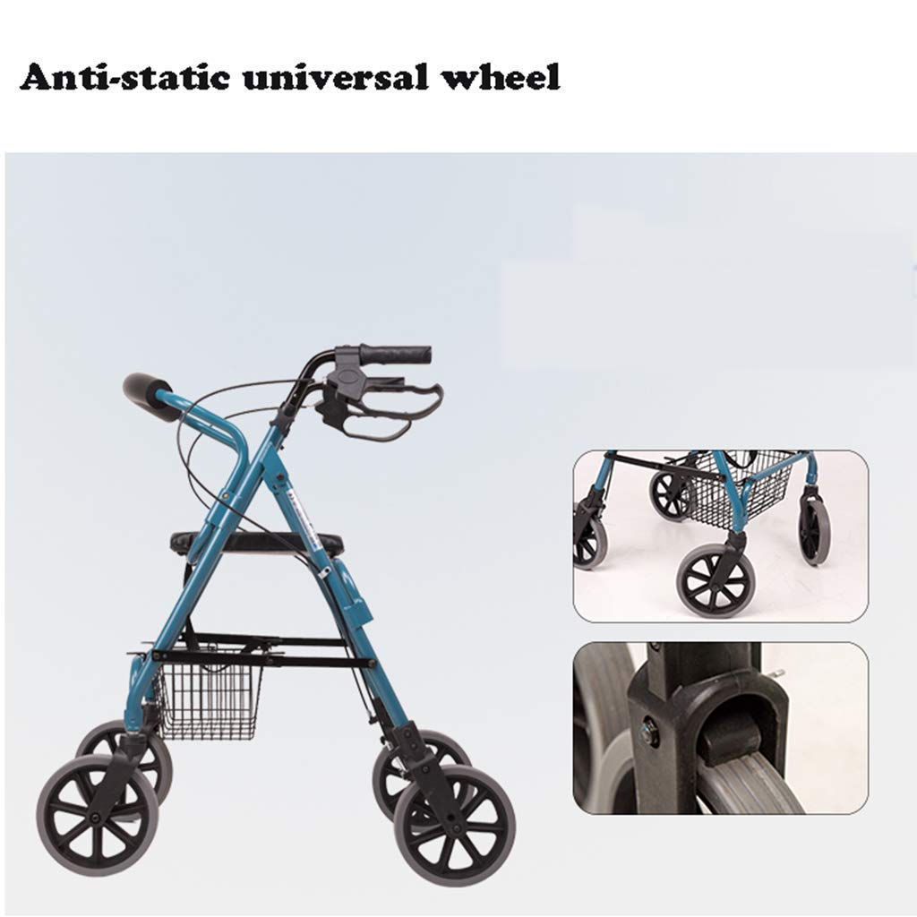 Andador para Ancianos,Práctico Andador con Ruedas de 4 Ruedas con Asiento y Cesta de Almacenamiento - Respaldo y Freno de Mano Desmontables, Ayuda de Movilidad para Personas Mayores y discap