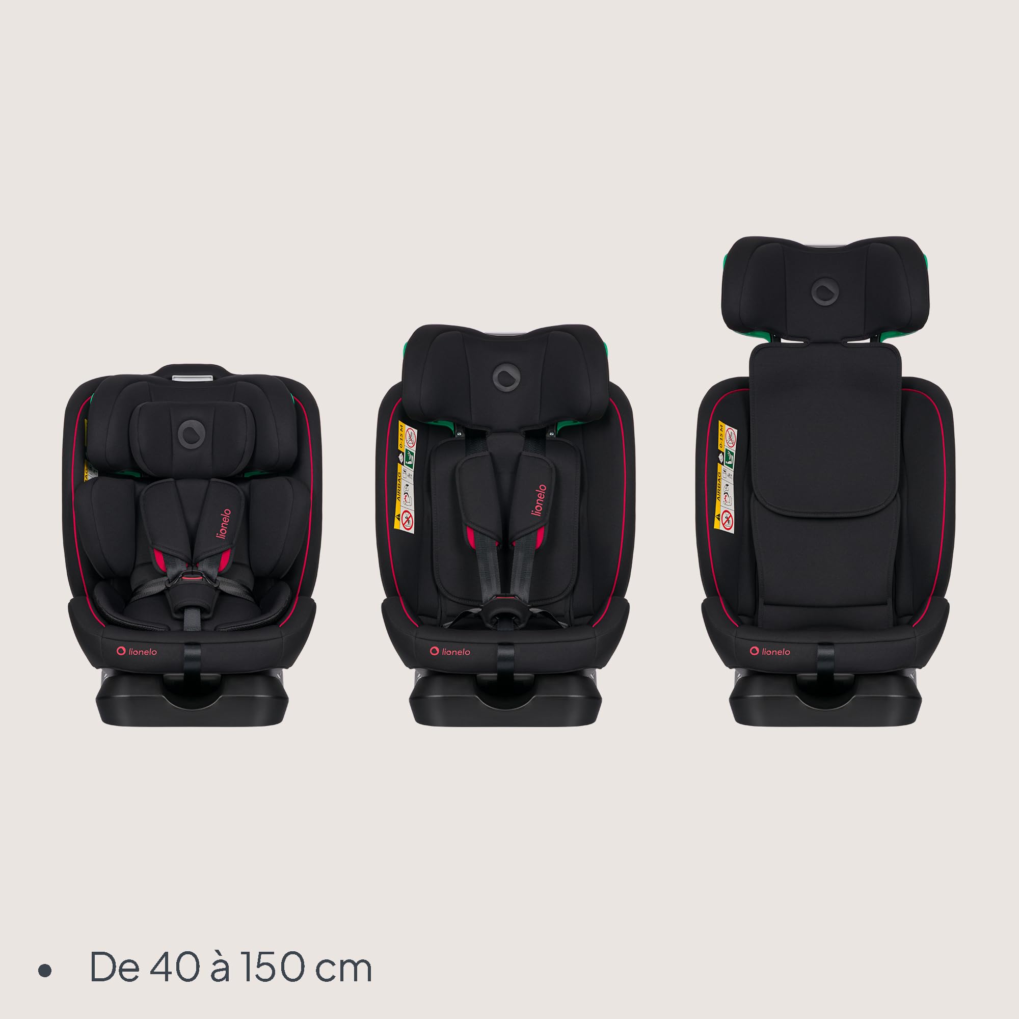 LIONELO AART I-SIZE Si?ge Auto Bébé 40 ? 150 cm, Installation avec Ceinture de Sécurité, Réglage de l'Appui-t?te et de l'Inclinaison, Insert Lombaire et Réducteur, Norme R129 i-Size Standard