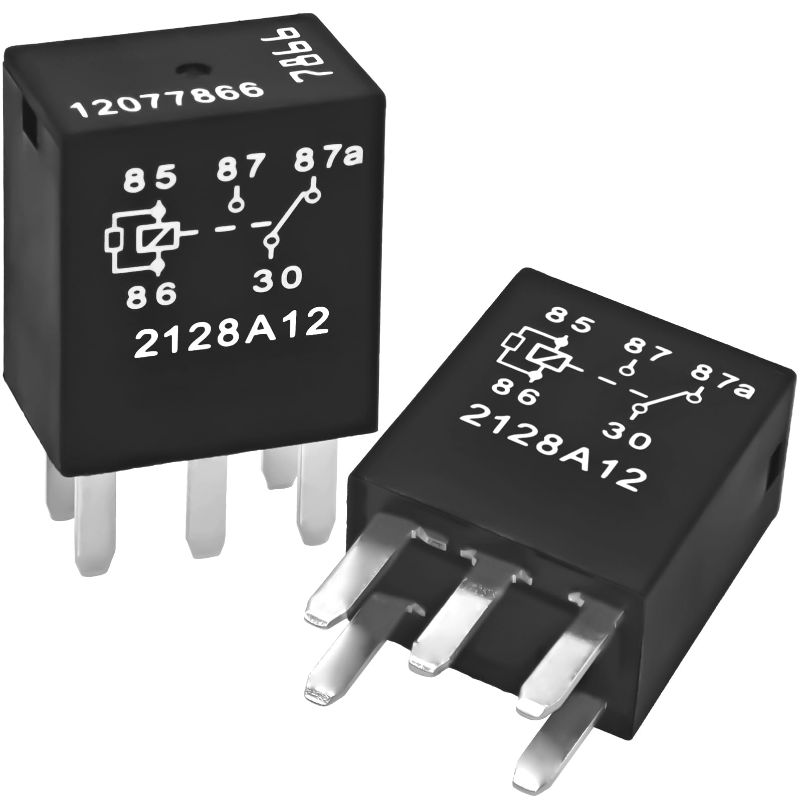 Relay 12077866 (Set of 2), 5-Pin 12V Automotive Relay - Replacement for 5810-0202, G8V-RH-1C7T-R-DC12, 278003828 Compatible with Buick,Cadillac, Chevrolet, GMC