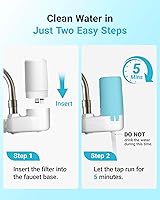 Vista 6 de AQUA CREST Filtro de agua para grifo, repuesto para filtro Brita®, sistema de filtración de agua del grifo Brita® Faucet 36311 On Tap, FR-200, Blanco