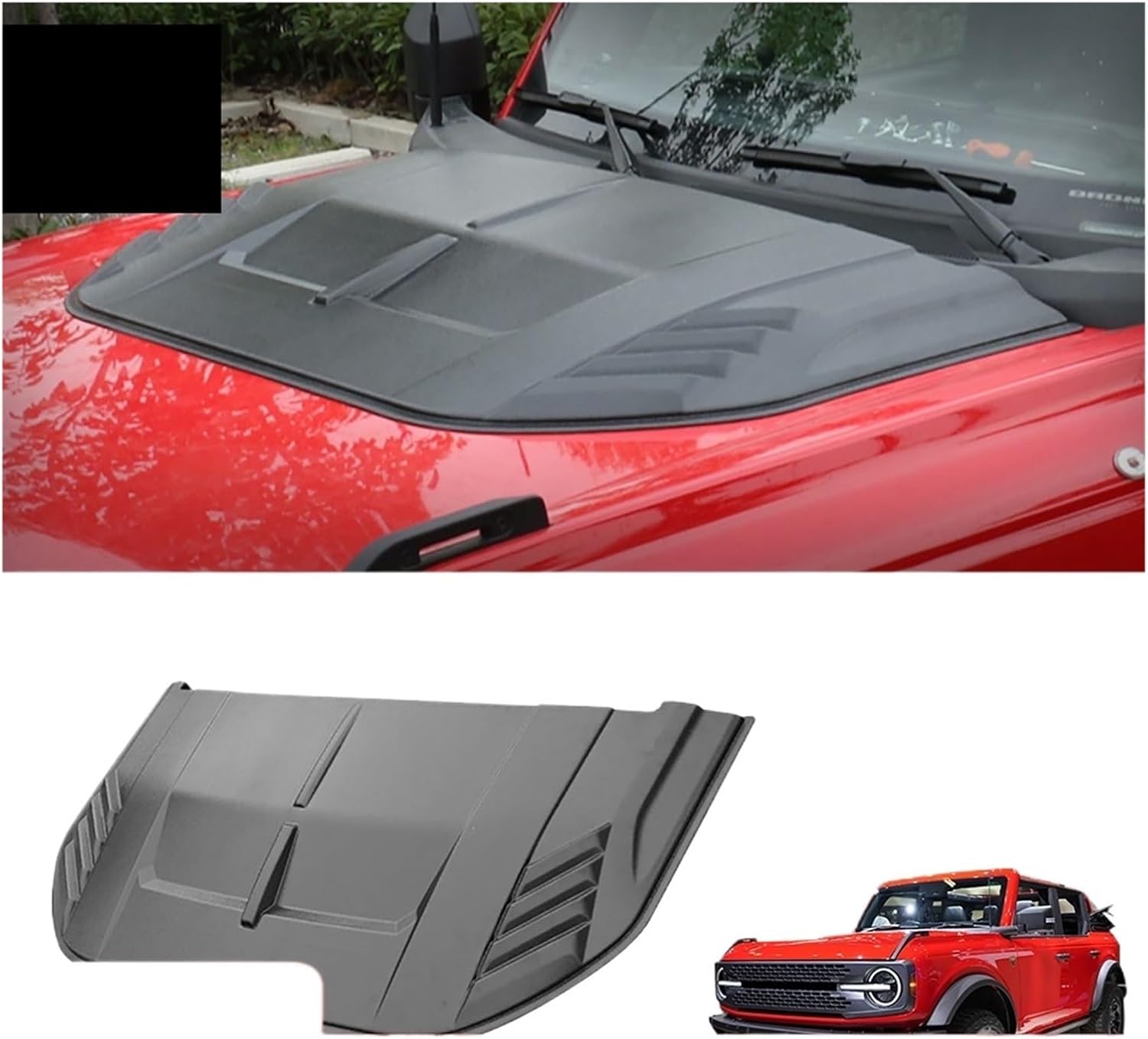 Car Accessories Matte Black Bonnet Scoop 4x4 Hood Vent Bonnet Cover Hood Scoop Compatible With Bronco 2021-2023