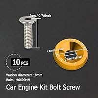 Vista 2 de 20 piezas - arandelas para parachoques, kit de arandelas de aluminio para defensa del motor, sujetadores M6, kit de arandelas JDM, se ajusta a