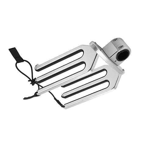 CNC Brushed Aluminum Wakeboard Rack, Wakeboarding Tower Holder, Adjustable 360 - Degree Kneeboard Tower Rack for Boat with Bungee Cord and Rubber Inserts (Applicable to pipe diameter: 48mm-53mm)