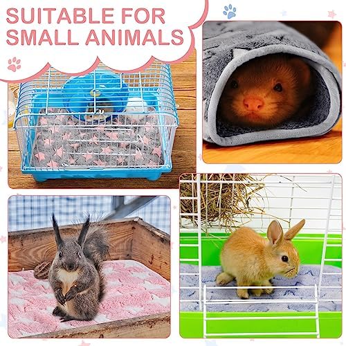 Reginary 4 Pcs Waterproof Guinea Pig Blankets Washable Small Animal Fleece Bedding Absorbent Guinea Pig Cage Liners Reusable Training Pee Pad Pet Sleep Mat for Hamster(Cute Star Pattern,24 x 47 Inch) - 5