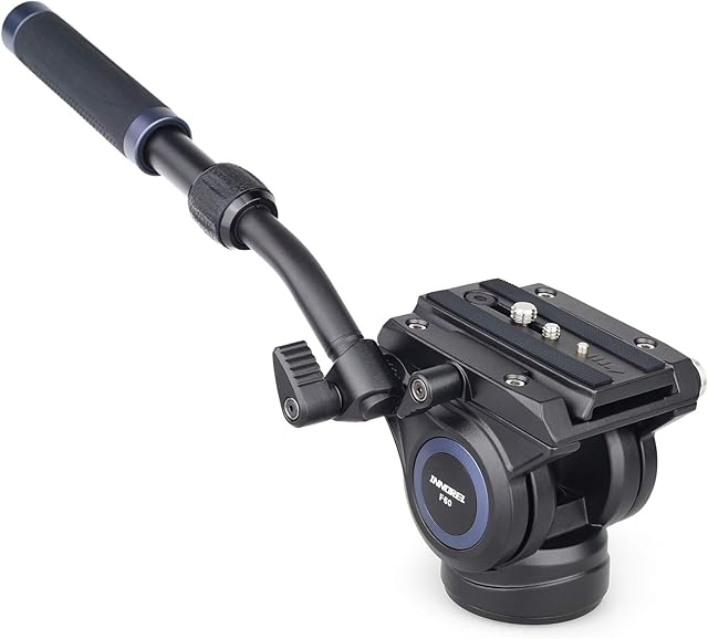 Fluid HeadInnorel F60 Professional Video Camera Tripod Fluid Drag Pan Tilt Head with 1/4 and 3/8 inches Screws Sliding Plate for DSLR Cameras, Camcorders, Telescope, Max Load 22 lbs / 10kg