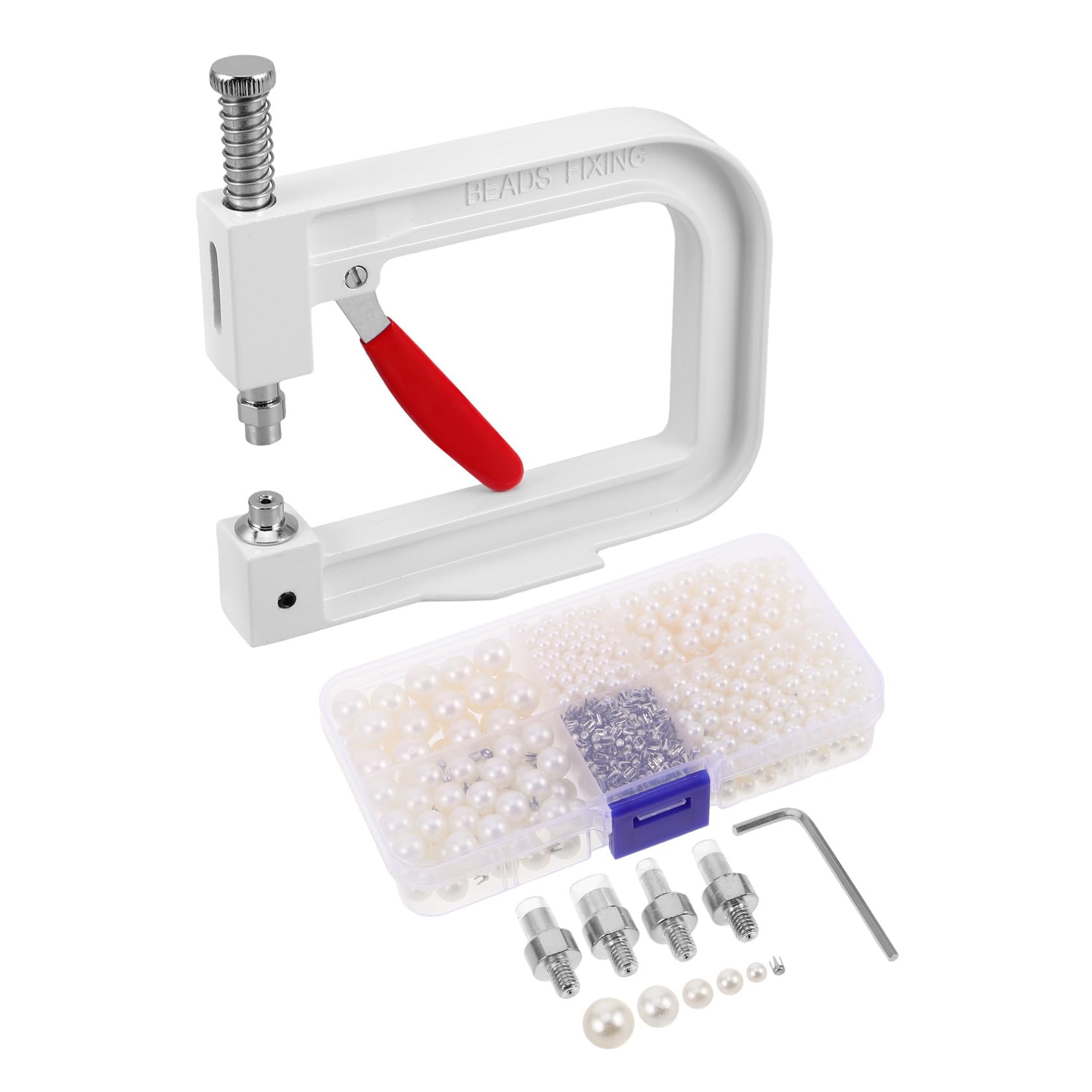 HOMSFOU Kit de Máquina para Colocar Perlas, Prensa Manual para Remachar Cuentas, Compacto y Portátil de Metal y Plástico para Joyería