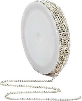 YoungJewl 30 Feet Ball Chain 1.5mm Small Brass Bead Chain Jewelry Making Chains with 20pcs Connectors for DIY Necklace Hanging Ornament Tags Bracelets Keychain CraftBeige