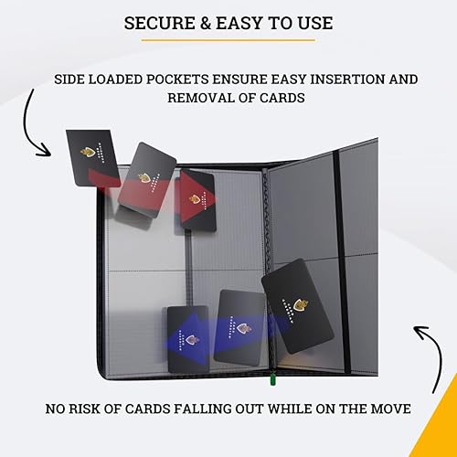 Miniatura 6 de Card Guardian - Carpeta prémium de 4 bolsillos para 160 tarjetas (verde)  Cierre de cremallera y bolsillos laterales cargados  Compatible con