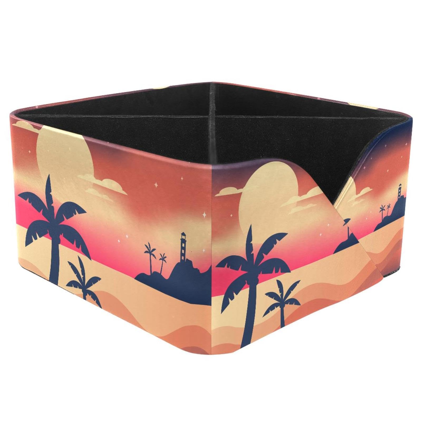 KengjuTesu Sunset Beach Desktop Organizer Pen Holder, Rectangular Pencil Cup for Office, Study and Makeup Stations