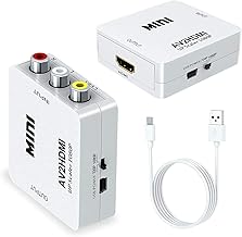 ETZIN RCA to HDMI Converter, 1080P AV to Composite CVBS Video Audio Converter Adapter Supporting PAL/NTSC for Xbox/PS2/Wii/SNES/N64/VHS/VCR/DVD (AV-to-HDMI)