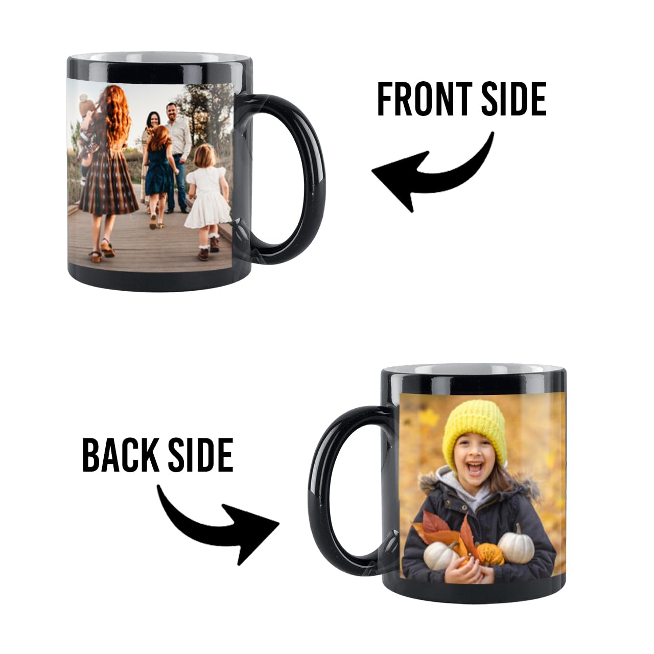 PIVOI Personalized Mug Customized Cup Custom Coffee Mug with Image Text Logo Custom Gifts for Anniversary Birthday Friend Family Wedding Perfect for Tea Cup Coffee 11oz White Dual Tone-Black