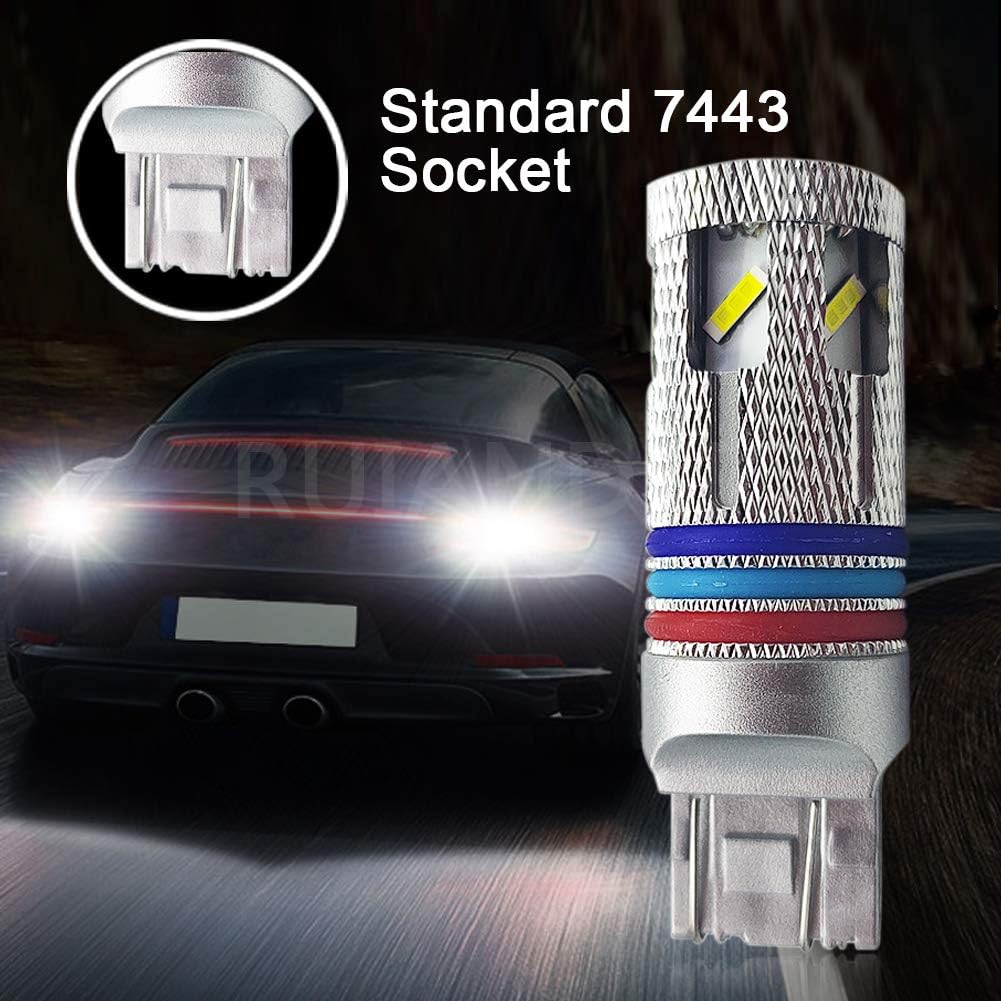 Ruiandsion 2pcs 7440 7443 LED Bulbs White CANBUS CSP 8SMD LED Chipsets T20 7441 7444 LED Light Bulb for Backup Reverse Light Tail Brake Lights
