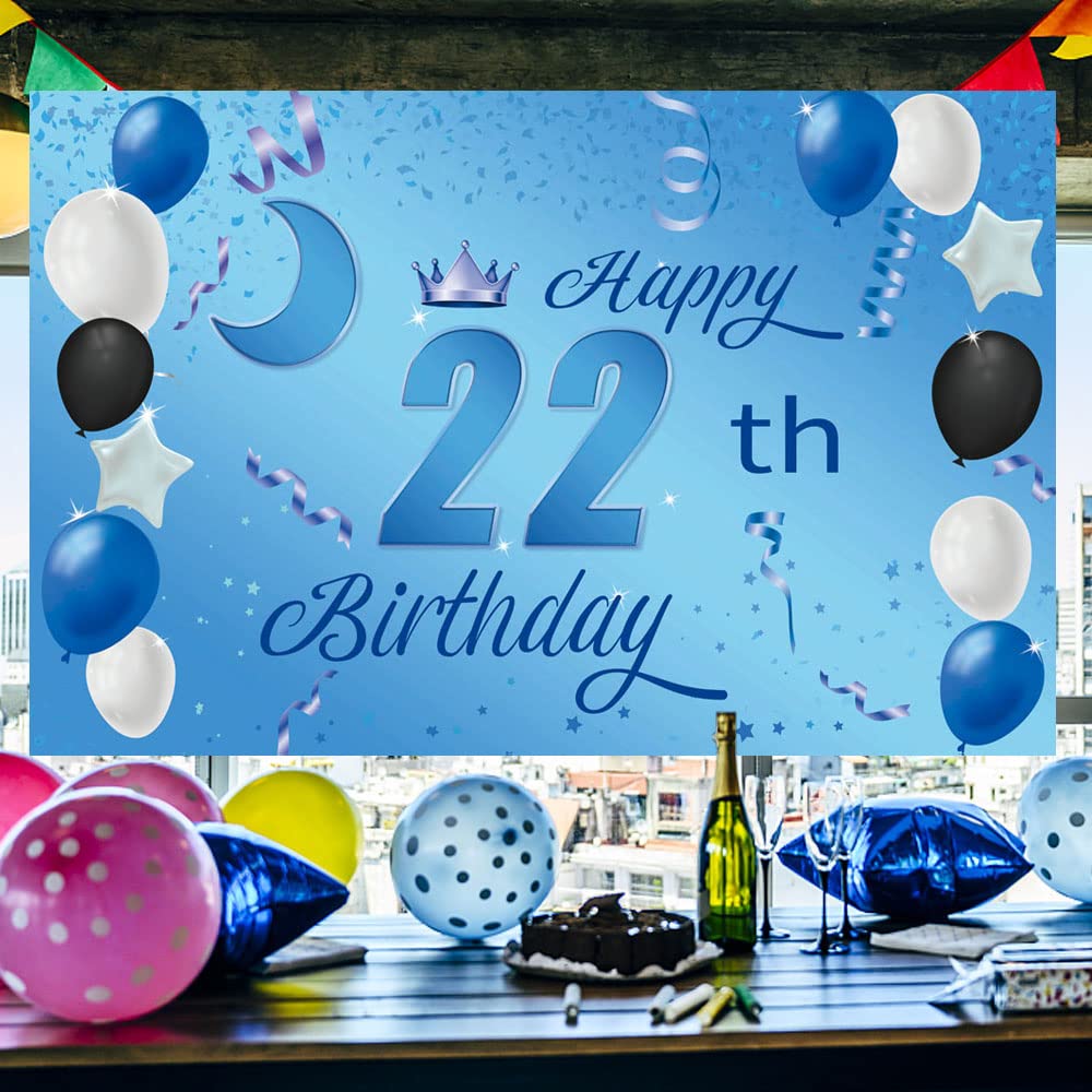 22° compleanno, decorazione da donna, Happy 22th Birthday Door Banner oro rosa, 22° compleanno, cartello in tessuto, decorazione per porta, 22° compleanno, sfondo striscione da donna, festa di