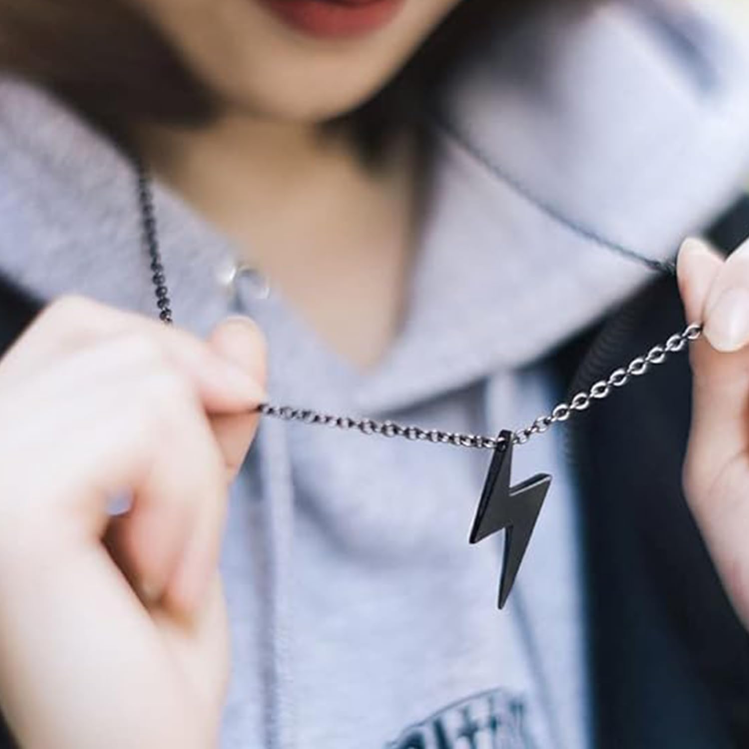 Gunmetal Plated Zig Zag Pendant Necklace for Men
