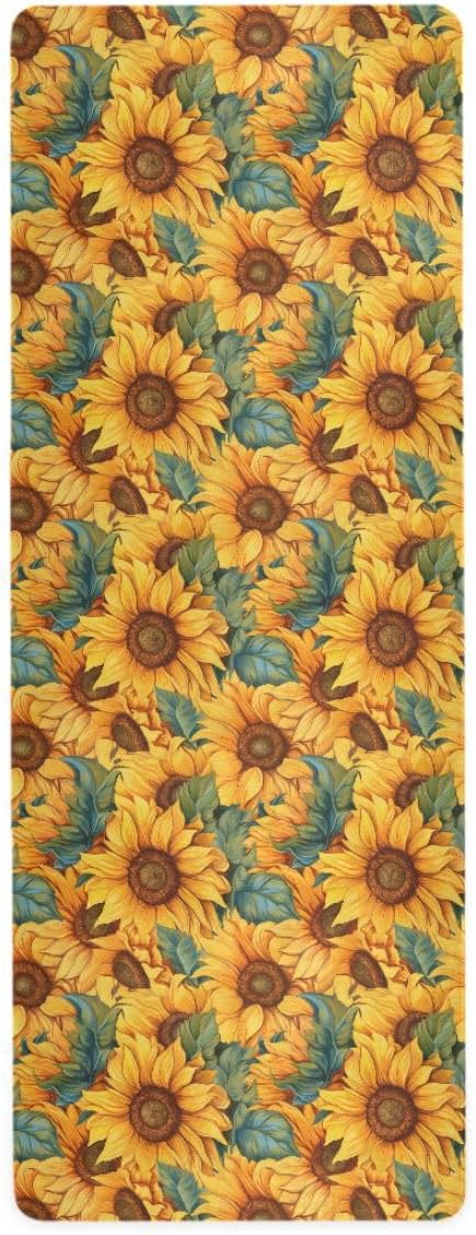 ALAZA Watercolor Sunflower Floral Yoga Mat Non Slip Fitness Exercise Mat, Workout Mat for Yoga, Pilates and Floor Exercises