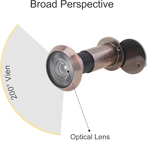 Miniatura 4 de Mirilla de visualización de puerta, aleación de zinc de 200 grados con broca de 0.63 pulgadas para puertas de 1-12 a 2-38 pulgadas (cobre antiguo
