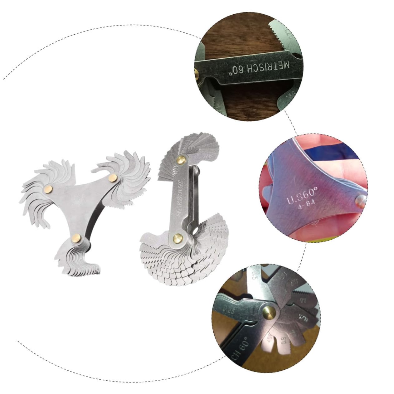 Alipis 6 Sätze Teiliges Gewindelehren Metrisches Pitch Messwerkzeug aus Präzise Messung von Innen Außengewinden für Metallbearbeitung Präzise Anwendungen