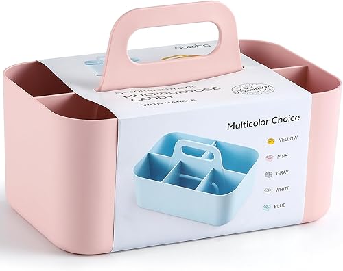 Miniatura 9 de Organizador multiusos con asa, cesta apilable de plástico, soporte de almacenamiento dividido para suministros de manualidades, maquillaje, baño,