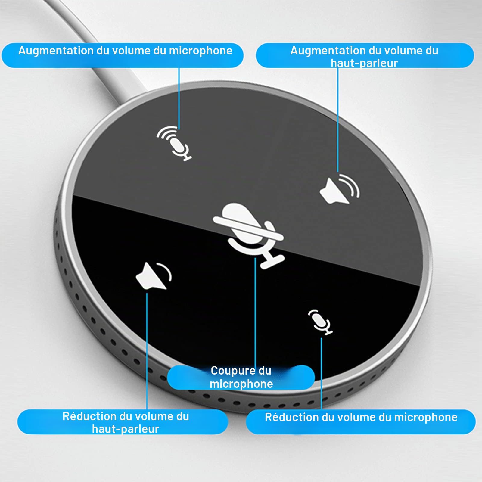 Yinhing Haut-Parleur et Microphone de Conférence, Y02 USB Plug and Play pour Ordinateur Portable, Microphone Omnidirectionnel à Condensateur, Micro PC pour Enregistrement de (Black)
